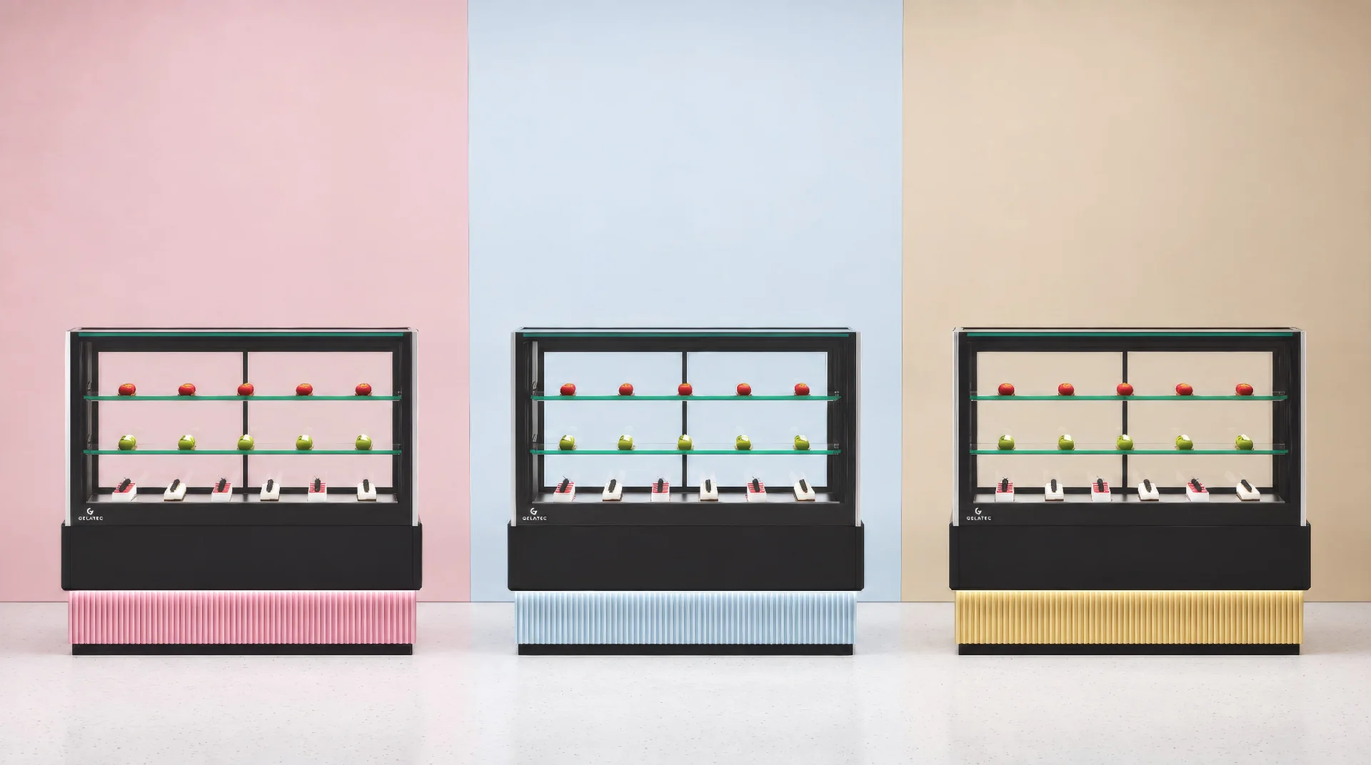 LUDUS black glass with Antique Pink, Cloud and Gold bases