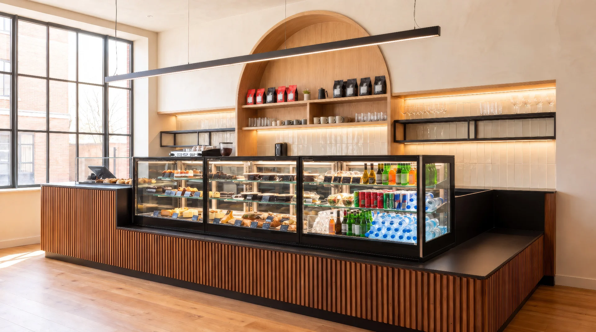 LUDUS Open Front showcase with a self-service section on the right
