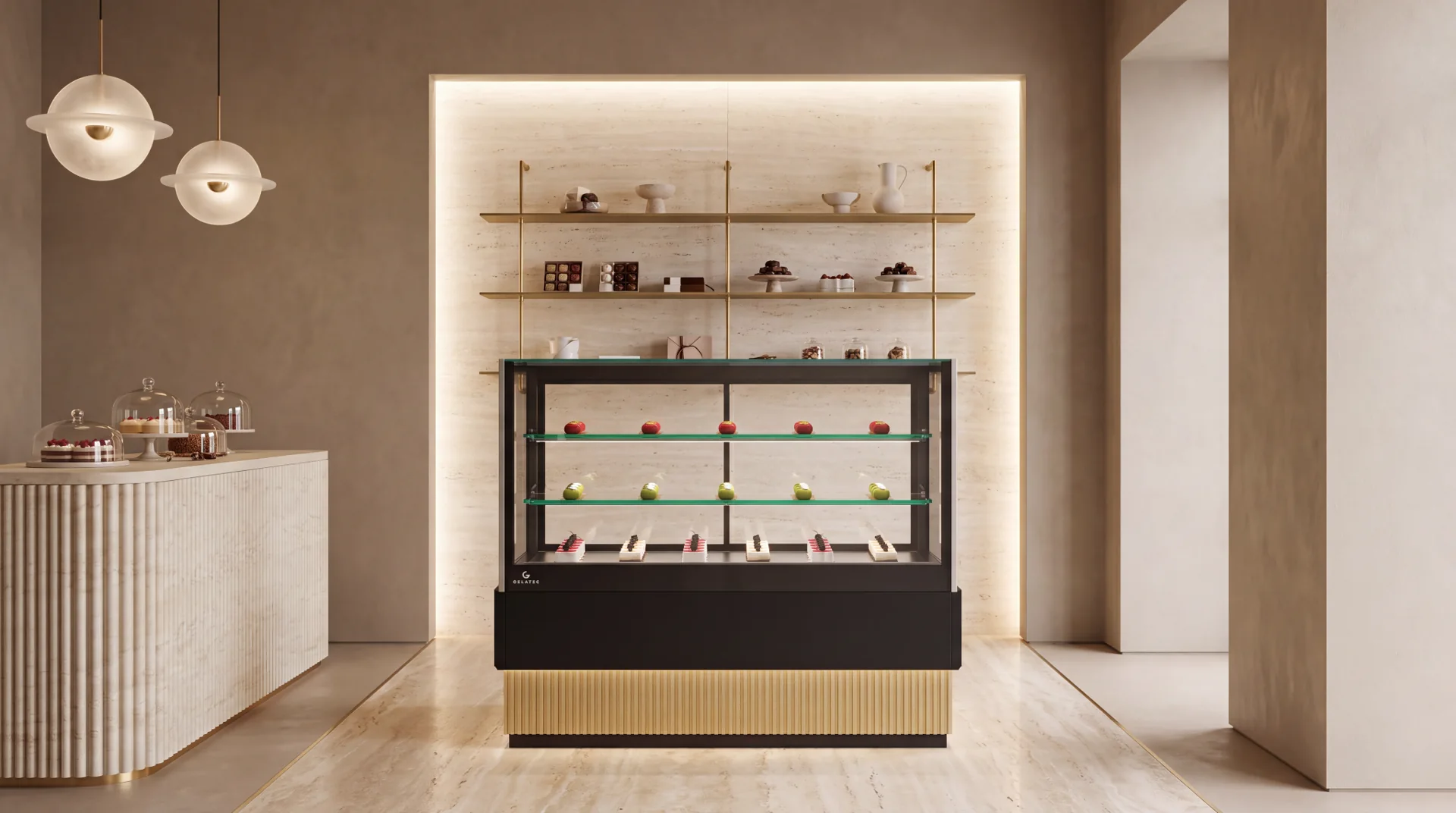 LUDUS display in a chocolate boutique, temporary image for the Laminated glass section